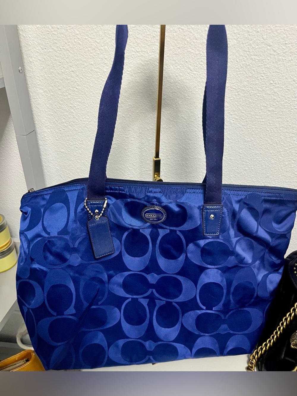 EUC COACH Getaway Signature Blue Nylon Packable Weekender